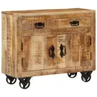 wooden sideboard retro design cast iron wheels storage 80x30x65 cm brown 1689