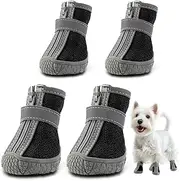 JZXOIVA Dog Shoes for Small Dogs, Breathable Dog Boots Paw Protector for Hot Pavement Winter Snow, Dog Booties with Reflective Strips Rugged Anti-Slip Sole for Hardwood Floors Walking Black Size 5