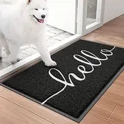 BeneathYourFeet Door Mat (30"x17.5",Black), Durable Welcome Mat Low Profile Floor Mat Front Doormat Indoor Outdoor Doormat Non Slip Rugs for Entryway, Patio, High Traffic Areas