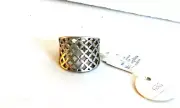 Lia Sophia "Trellis" Dark Gray Tone Textured Cut Outs Wide Band Ring Size 6