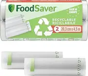 FoodSaver Vacuum Sealer Rolls | Recycled and Reusable Food Bags | Keep Food Fresh up to 5X Longer | BPA Free | 2 Vacuum Rolls for Freezer and Cooking (20 cm x 4.5 m)