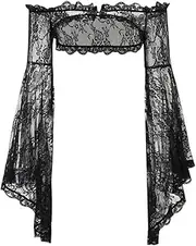 [win2win] Bolero Shrug Top Trad Goth Black Shawls and Wraps for Evening Dresses Short Cardigan
