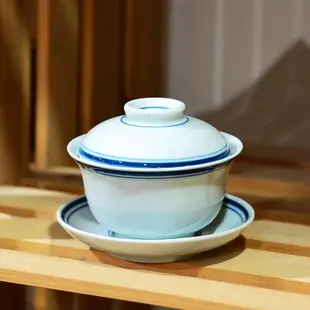 千山秋翠 釉下彩仿古景德鎮蓋碗 青花瓷器茶具蓋碗單個大容量敬茶