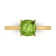 2.0ct Cushion Cut Natural Peridot Wedding Bridal Promise Ring 14k Yellow Gold