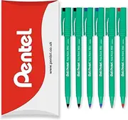 Pentel R50 Fine Point Liquid Ink Rollerball Pens - 0.8mm Tip, 0.4mm Line Width - 77% Recycled - 2 x Black, 2 x Blue, Red & Green Ink - In Pillow Packaging