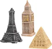 Homoyoyo 3pcs Miniature Stuff Miniature Landmark Models Alarm Clock Eiffel Tower Decoration Pyramid Egyptian Statue Bin Ben for Home Decor