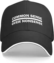 [pabeorsn] Common Sense Over Nonsense Hat for Men Funny Dad Hat Funny Gifts for Men