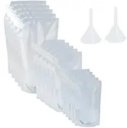 Wobe 15pcs Plastic Liquor Pouch Drinks Flasks, Concealable Drinking Flasks Cruise Bag Kit 230 ml 420 ml 1000 ml with Funnel Clear Foldable Water Bottle For Spirits Booze Alcoho