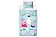 Peppa Pig Snowman Duvet Cover Set (Blue) (Single)