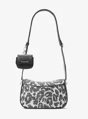 MK Jet Set Medium Leopard Logo Crossbody Bag with Case for Apple AirPods Pro® - Black - Michael Kors