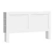 Oikiture Headboard Bed Head King Size Bedhead with Storage Shelves White