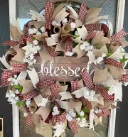 Blessed Country Darling Farmhouse Deco Mesh Front Door Wreath Valentine's Day