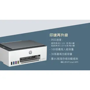 hp 惠普 Smart Tank 580 登錄送$500元禮券(詳見內文說明) 無線 多功能 連續供墨事務機 印表機