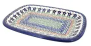 Blue Rose Polish Pottery Aztec Flower Medium Rectangular Serving Platter