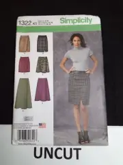 SIMPLICITY UNCUT Pattern 1322 Misses Size 8-16 Mock Wrap Slim Flared Skirt FF