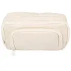(Beige)Large Capacity Pencil Case Portable Multiple Compartment Stationery UT