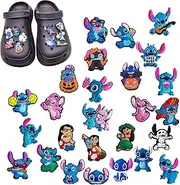 [SPANN] 27pcs Cartoon Shoe Decoration Pendant, Stitch Charms, Badge, Anime Pin, Dress It Up Buttons, DIY Bracelet, L, Polyester