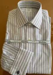 Brooks Brothers Dress Shirt Mens 15-1/2x34 Regent - French Cuff Non Iron Striped