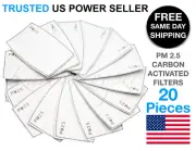 20 Pack PM2.5 Activated Carbon 5 Layer Face Mask Replacement Filters US Seller