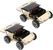 HOMOBABE 2Sets Wooden Solar Car Assemble for DIY Car Kits Safe and Science Experiment for Learning and Play