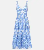 [Poupette St Barth] Poupette St Barth Coco printed cotton midi dress AU 14 blue