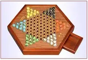 High-end Multicolor Glass / Agate Chinese Chess Chess Set, Exquisite Wooden Hexagonal / Rectangular Chessboard Classic Game ( Color : Hexagon Glass )