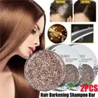 2* Soap Cover Grey Bar Shampoo Natural Polygonum Essence Hair Darkening Shampoo