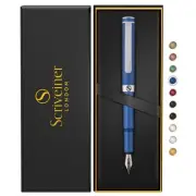 Luxury EDC Fountain Pen (Medium), Stunning Matt Blue Pocket Pen, Chrome Finis...