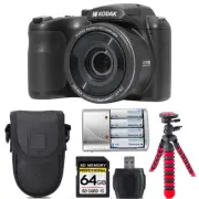 Kodak PIXPRO AZ255 Digital Camera (Black) + Extra Battery +Tripod + 64GB Kit