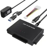 USB C to IDE/SATA Hard Drive Reader Adapter with Power Supply for HDD/SSD