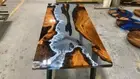 Epoxy Resin Table Top Glossy Live Edge Walnut Custom Order Office Cabins