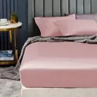 Ramesses 1500TC Egyptian Cotton Sateen Fitted Sheet Set Rose Pink King Single