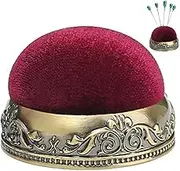 Pin Cushion for Sewing Vintage Alloy Base Anti-Dropping Sewing Needle Pincushion Engraved Half-Ball Shaped Accessories, Random Color, Pin Cushion, Pincushion