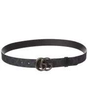 Gucci GG Marmont Thin GG Supreme Canvas & Leather Belt