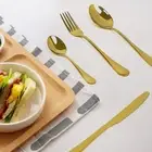 24-piece Gold Flatware Stainless Steel Silverware Set Reflective Mirror Finish