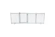 Pet Fence Dog Gate Puppy Safety Guard Indoor Wooden Playpen Foldable Freestanding Barrier Protection Net Stair Partition Grey 4Panels