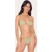 Sage Green Textured Bead Detail Triangle Bikini Top, Sage Green
