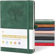 JUNART A5 Lined Journal Notebooks for Women & Men with 192 Pages, Leather Hardcover Notebook for Personal Writing Study Office Travel Recording or Gifts(Green)