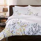 200 Thread Reed Embroidered Count Cotton Duvet Cover & Pillow Sham Bedding Set