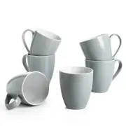 Large Coffee Mug Set of 6 with Handle, Ceramic Mugs for Coffee Tea and Cocoa, Large Mugs Set for Women Men Mom Dad, Dishwasher Microwave Safe, Gray