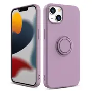 ZUSLAB Silicone Stand Case for iPhone 13 Mini 5.4" Magnetic Finger Ring Kickstand Bumper Protective Cover for Apple - Purple