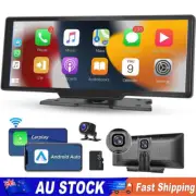 10" Wireless Apple CarPlay Android Auto Touch Screen Car Portable Radio+Dash Cam