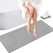 Opoleir Diatomaceous Earth Bath Mat Super Absorbent Large Diatomite Stone Bath Mat Non Slip Fast Drying Shower Mat Thin Bathroom Rugs Floor Mat, Machine Washable (15.7" x 47.2", Grey)