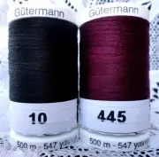 NEW Black & Burgundy GUTERMANN 100% polyester Sew-all thread 547 yards Spools