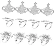 Toddmomy 12pcs Christmas Napkin Elegant Xmas Table Decor Snowflake Reindeer Christmas Tree Designs Unique Napkin Holders for Wedding Holiday Celebrations