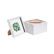 Nicola Spring 5 Piece 8 x 8 3D Shadow Box Photo Frame Set - Craft Display Picture Frame with 4 x 4 Mount - White