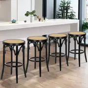 4x ALFORDSON Bar Stools Rattan Seat Black