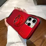 Rotation Stand Slide Camera Protector Magnetic Phone Case for iPhone 16 15 14 13 12 11 ProMax Dual Layer Protective Cover,red,for iPhone 13