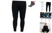Merino Wool Base Layer Mens Bottom Pants 100% Merino Wool Small 165 Black