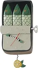 Enesco Allen Designs Feeling Salty Tin of Sardines Sculpted Pendulum Wall Clock, 13 Inch, Multicolor